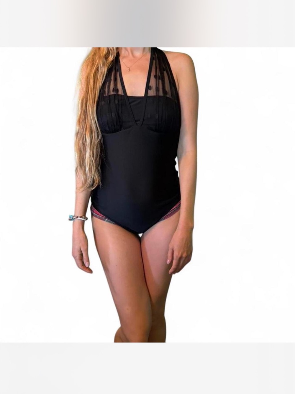 Retro style Sexy slimming Black one piece swim bikini With lace up mesh small